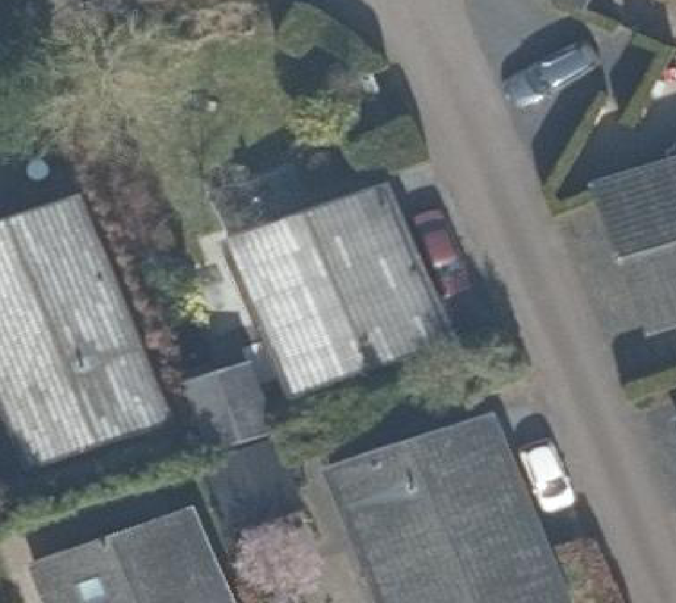 True ortho Luchtfoto op daksegment ingezoomd