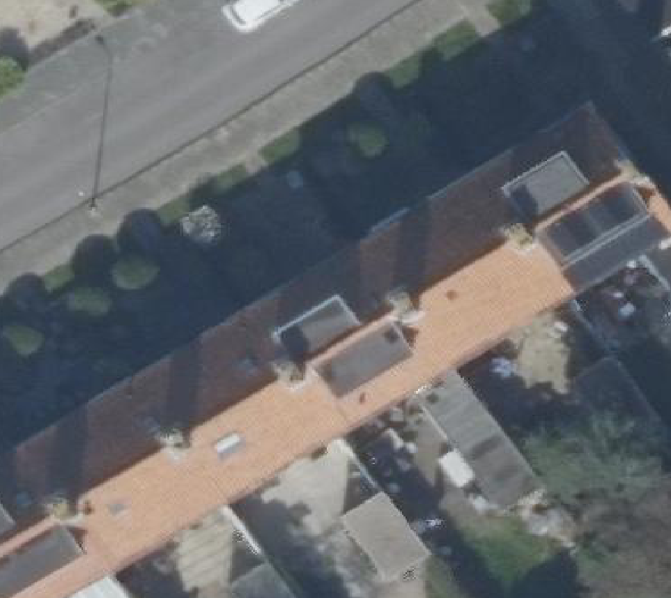 True ortho Luchtfoto op daksegment ingezoomd