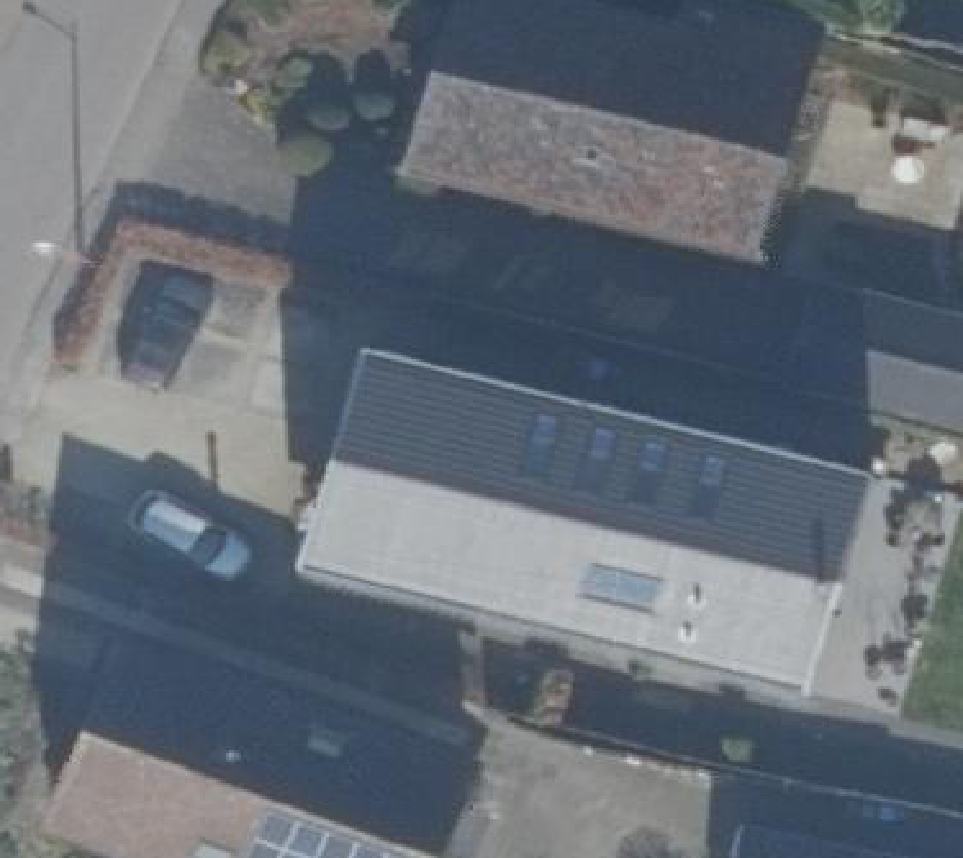 True ortho luchtfoto van Kudelstaart met zicht op woning