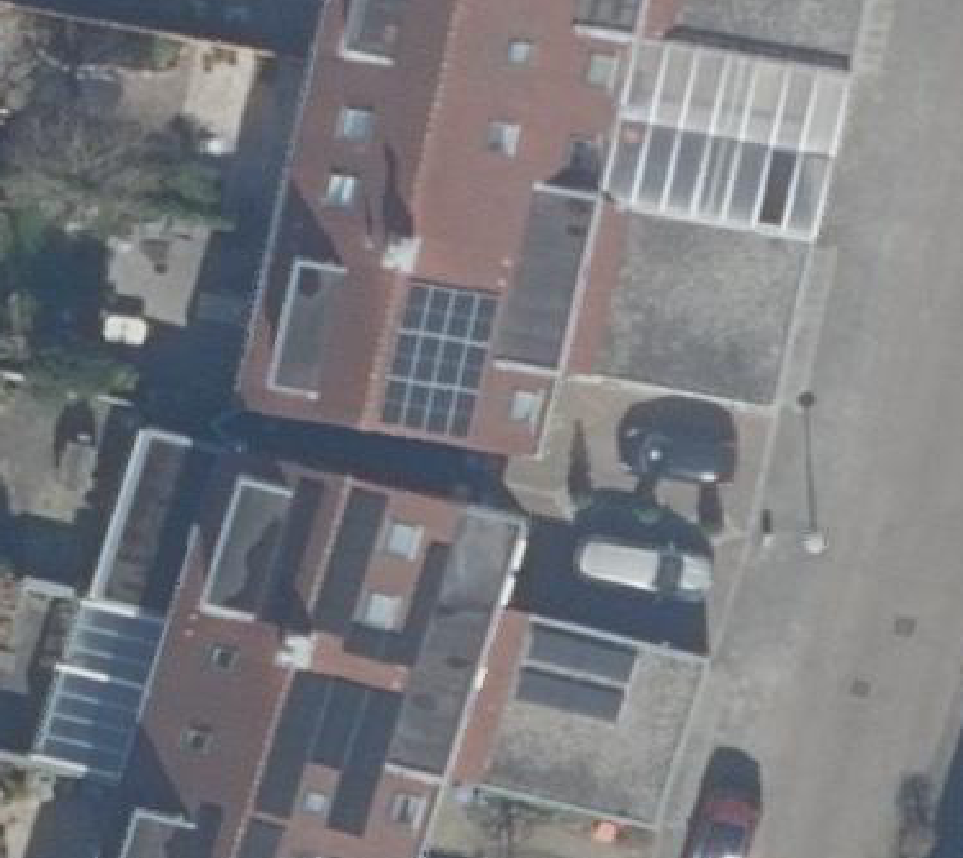 True ortho Luchtfoto op daksegment ingezoomd