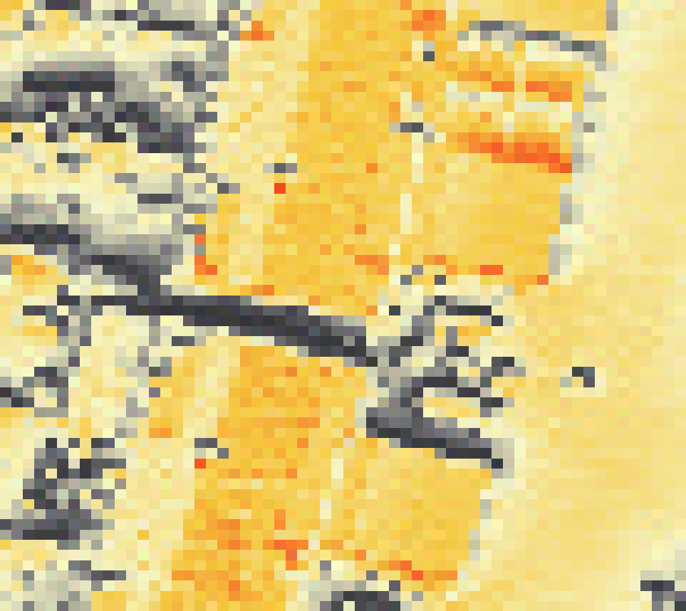 PV-irradiatie op daksegment ingezoomd met intensiteitsverdeling van zonlicht