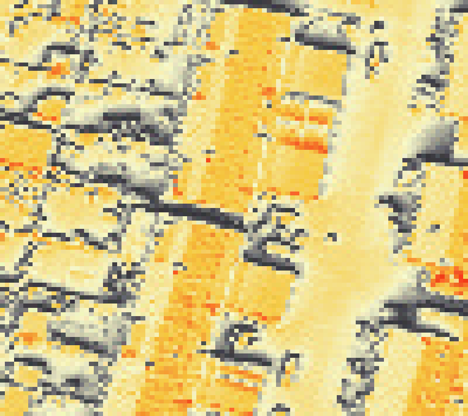 PV-irradiatie op daksegment met intensiteitsverdeling van zonlicht