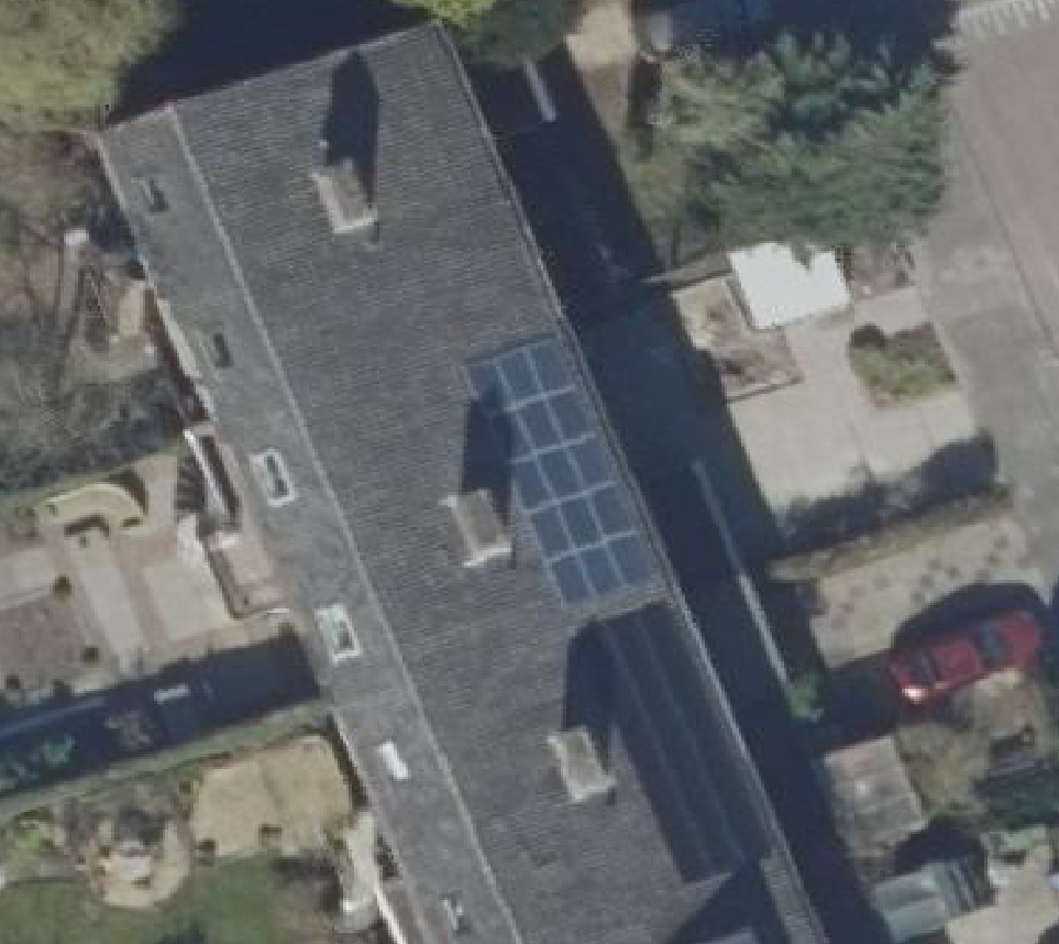 True ortho Luchtfoto op daksegment ingezoomd