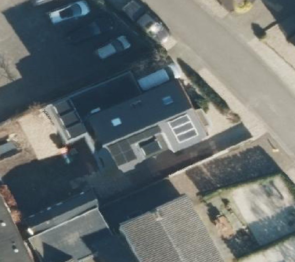 True ortho Luchtfoto op daksegment ingezoomd