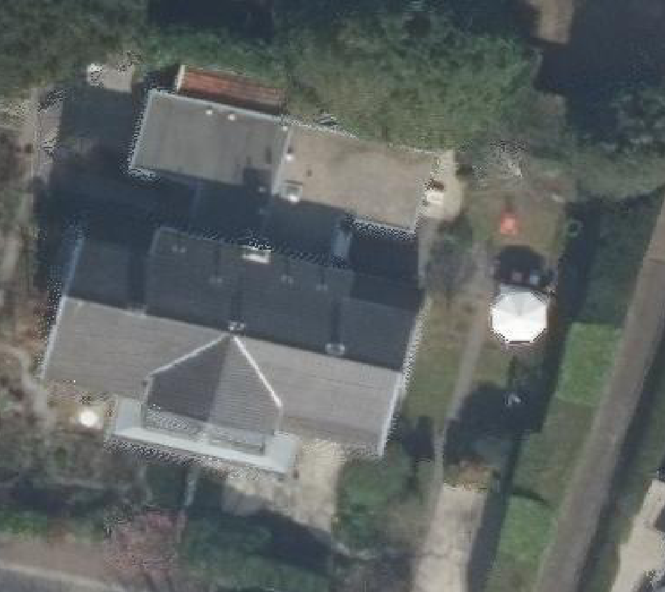 True ortho luchtfoto van Hilversum met zicht op woning