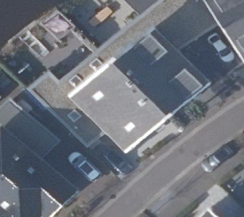 True ortho Luchtfoto op daksegment ingezoomd