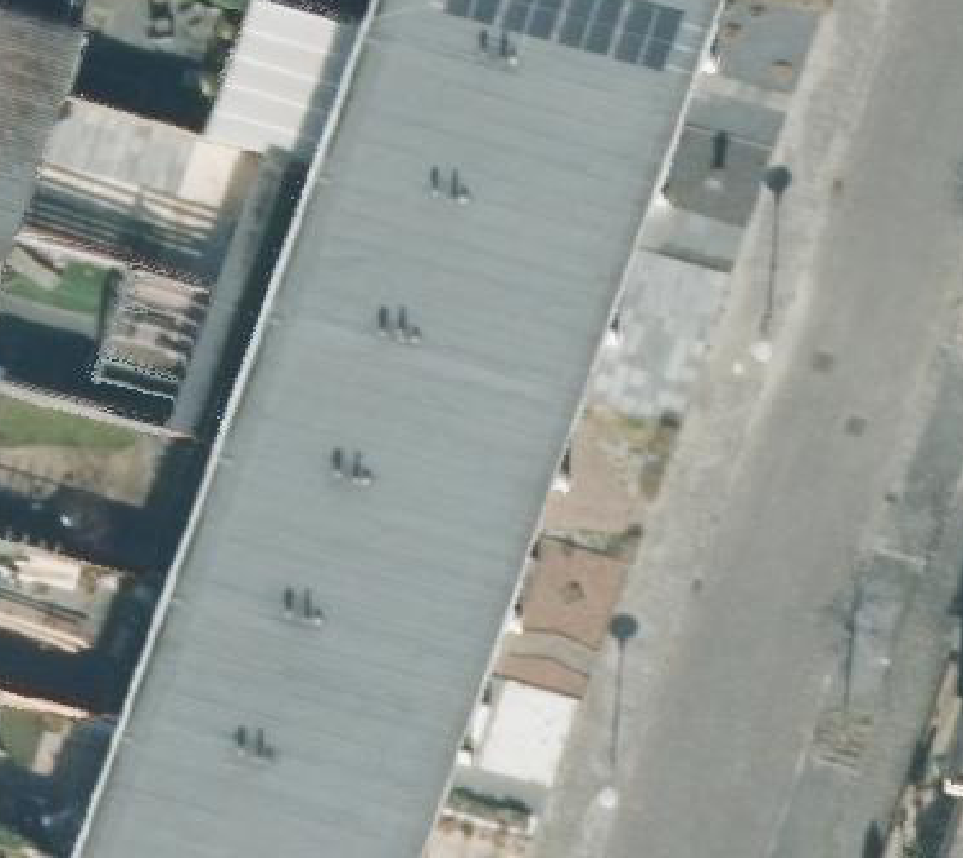 True ortho Luchtfoto op daksegment ingezoomd