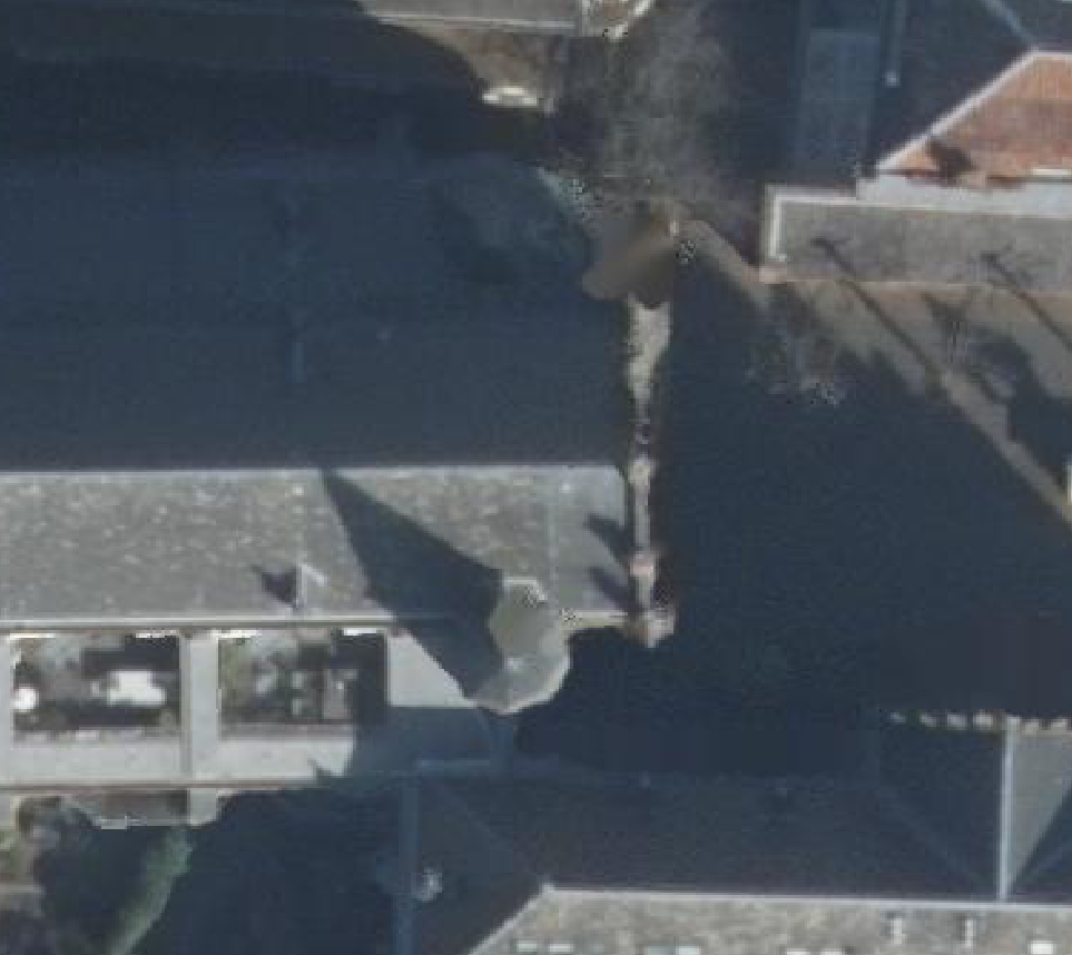 True ortho Luchtfoto op daksegment ingezoomd