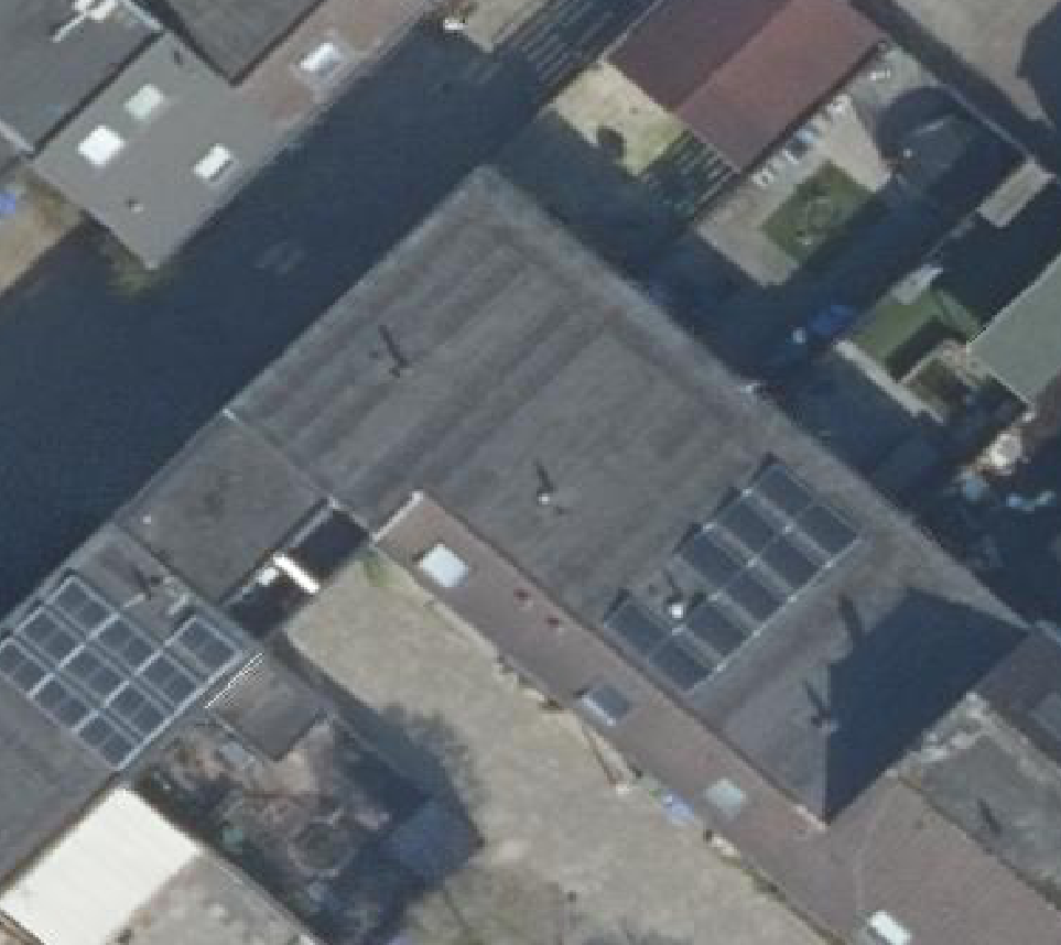 True ortho Luchtfoto op daksegment ingezoomd