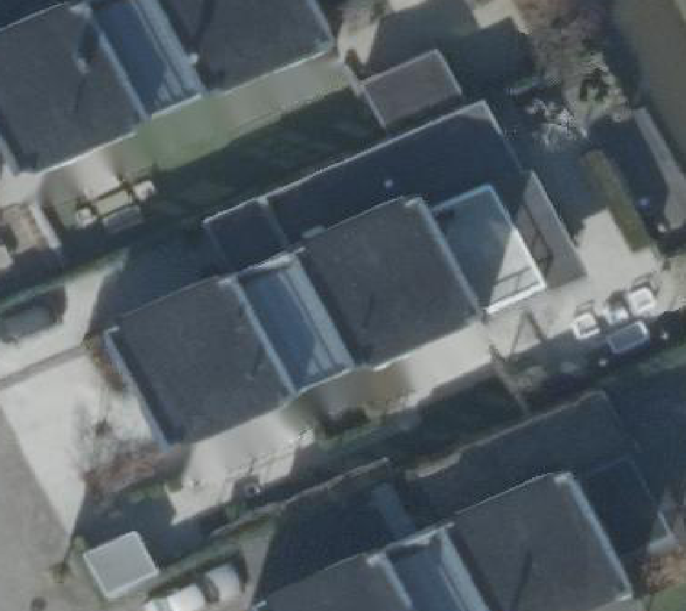 True ortho Luchtfoto op daksegment ingezoomd