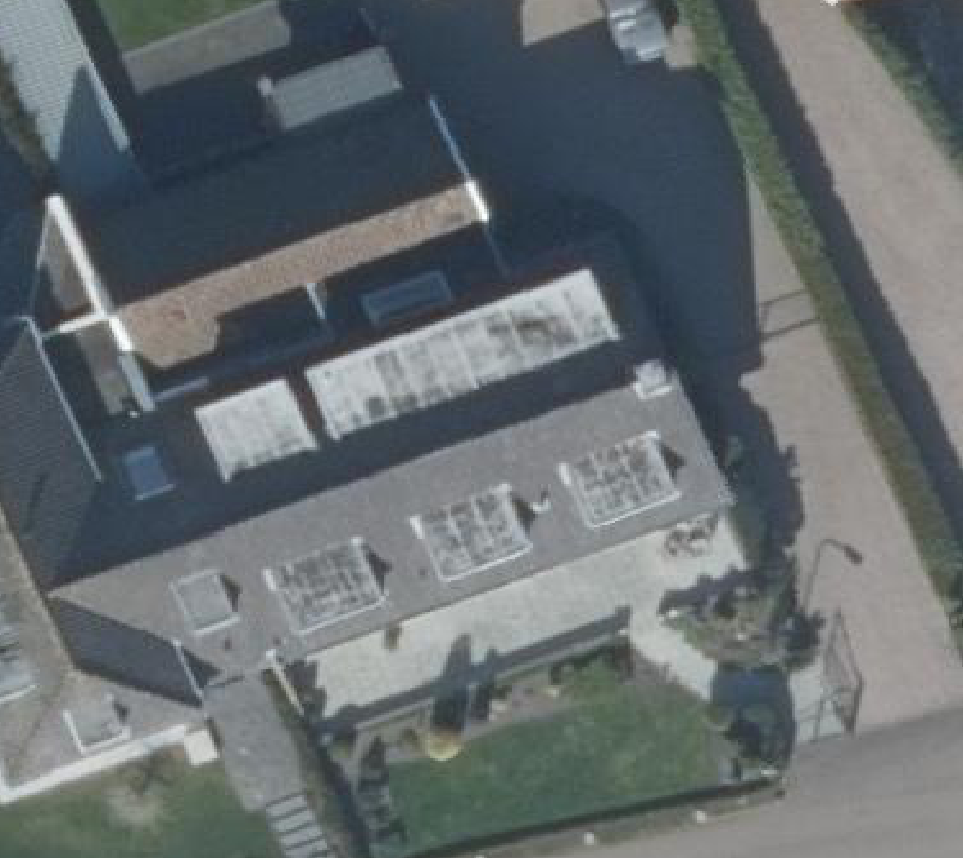 True ortho Luchtfoto op daksegment ingezoomd