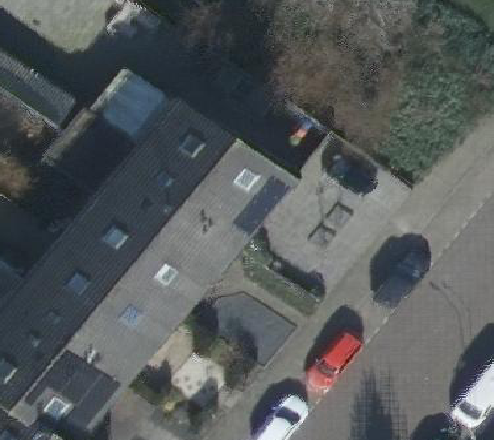 True ortho Luchtfoto op daksegment ingezoomd