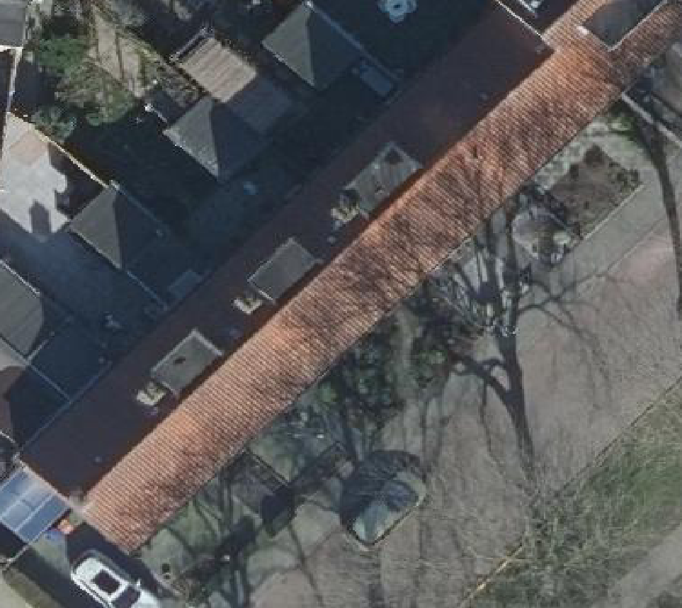 True ortho Luchtfoto op daksegment ingezoomd