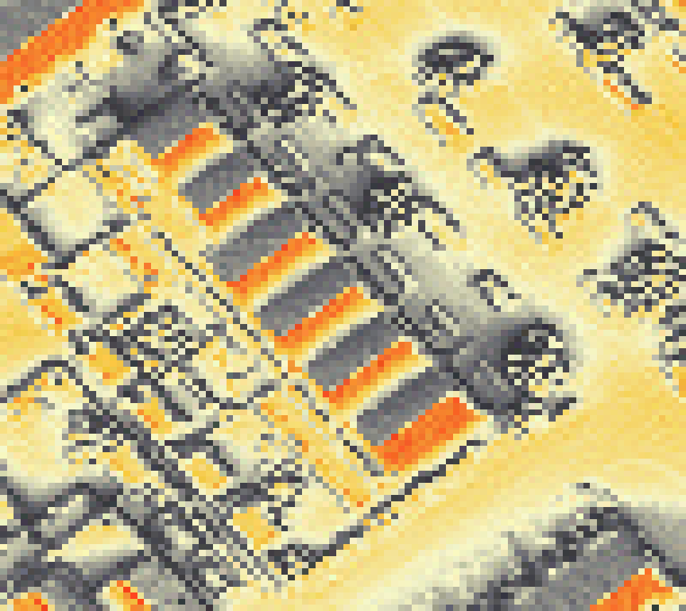 PV-irradiatie op daksegment met intensiteitsverdeling van zonlicht