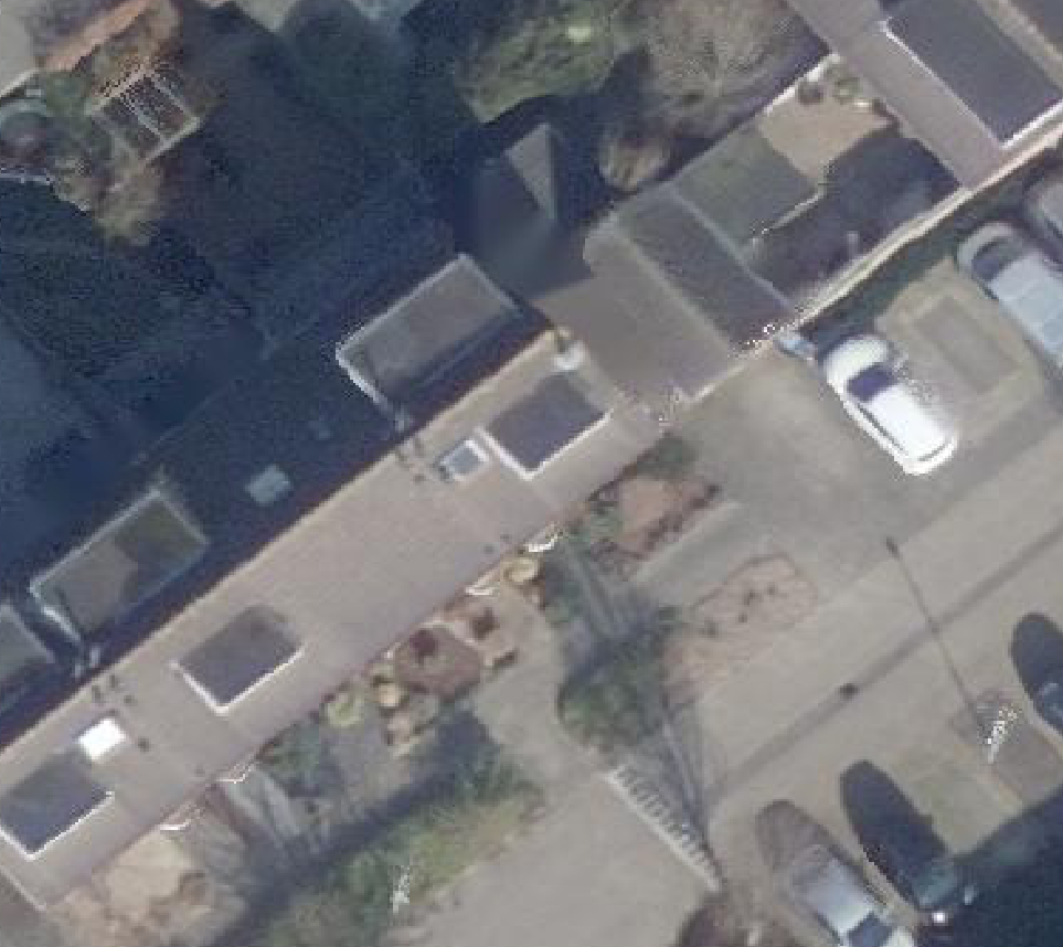 True ortho Luchtfoto op daksegment ingezoomd