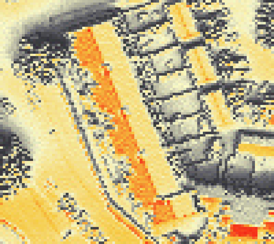 PV-irradiatie op daksegment met intensiteitsverdeling van zonlicht