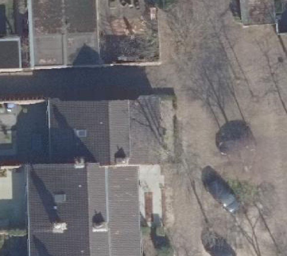 True ortho Luchtfoto op daksegment ingezoomd