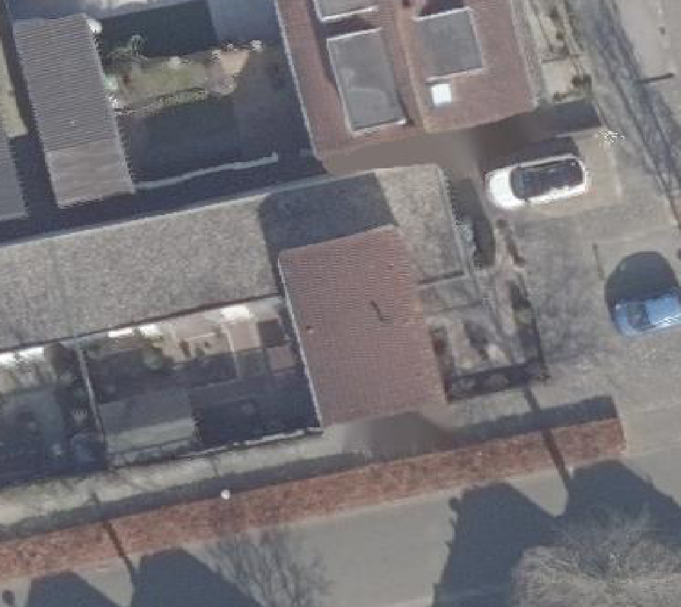 True ortho Luchtfoto op daksegment ingezoomd