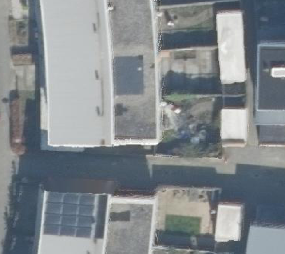 True ortho Luchtfoto op daksegment ingezoomd