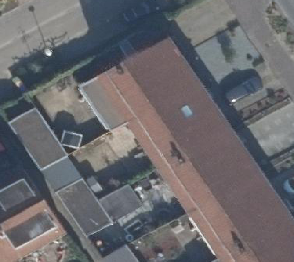 True ortho Luchtfoto op daksegment ingezoomd