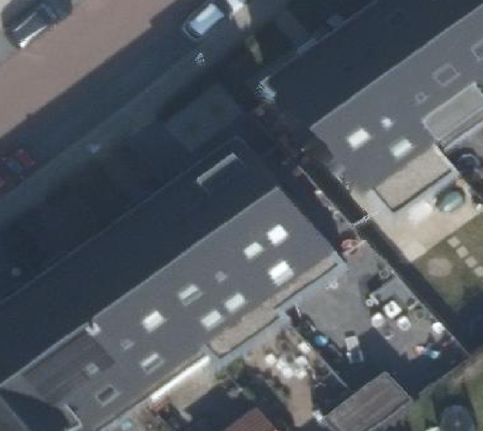 True ortho Luchtfoto op daksegment ingezoomd