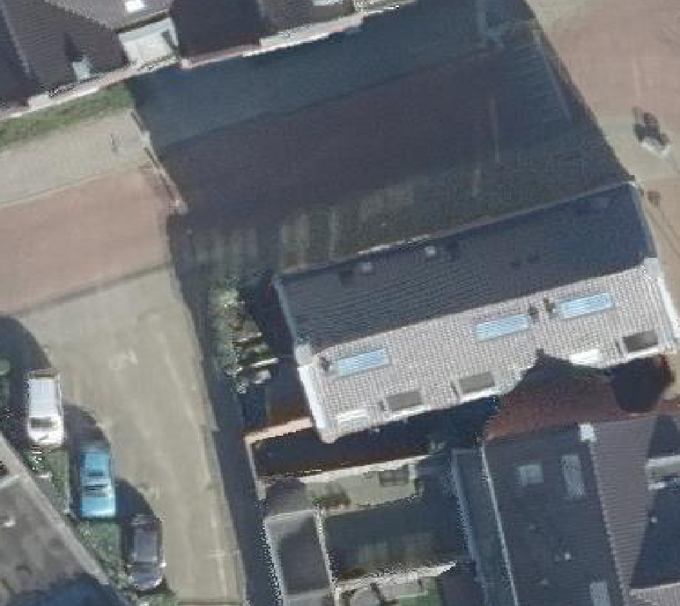 True ortho Luchtfoto op daksegment ingezoomd