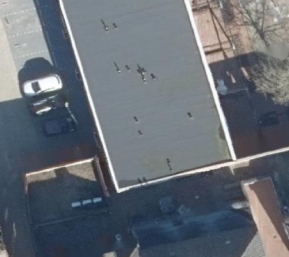 True ortho Luchtfoto op daksegment ingezoomd