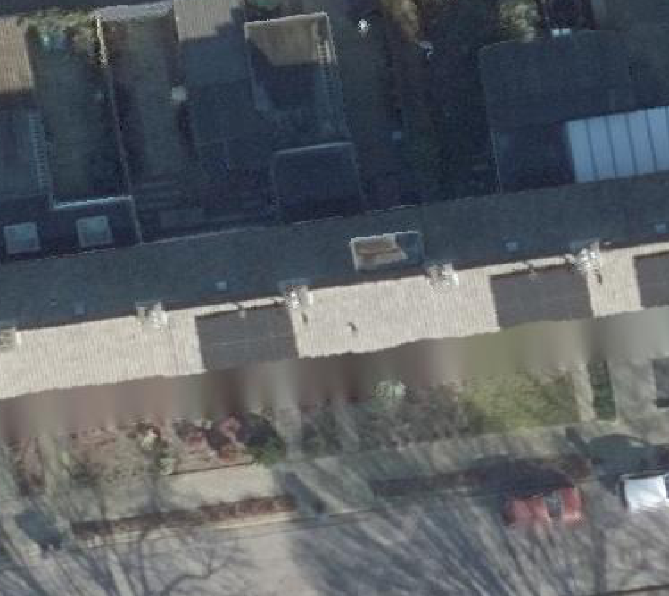 True ortho Luchtfoto op daksegment ingezoomd