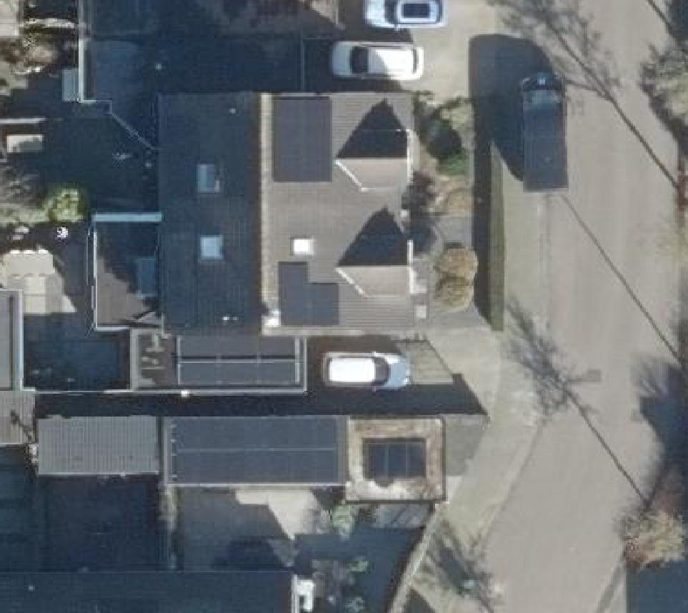 True ortho Luchtfoto op daksegment ingezoomd