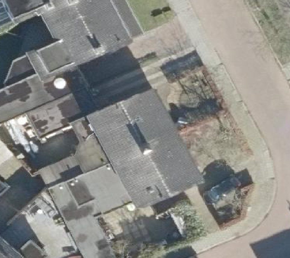 True ortho Luchtfoto op daksegment ingezoomd