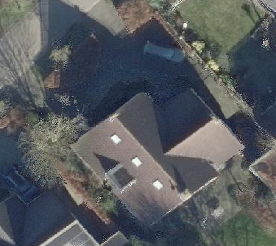 True ortho Luchtfoto op daksegment ingezoomd