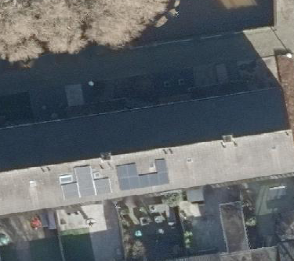True ortho Luchtfoto op daksegment ingezoomd