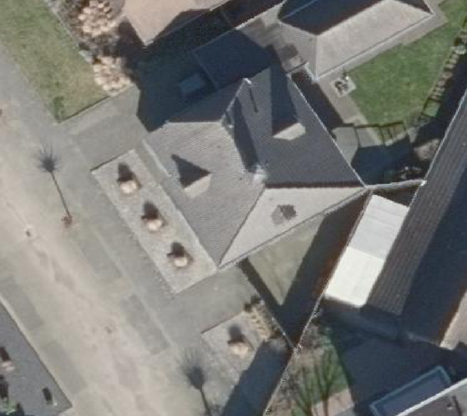 True ortho Luchtfoto op daksegment ingezoomd