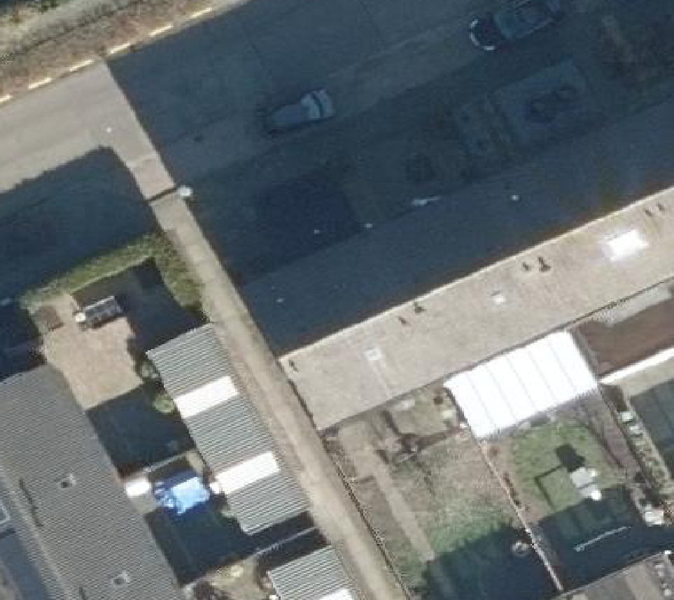 True ortho Luchtfoto op daksegment ingezoomd