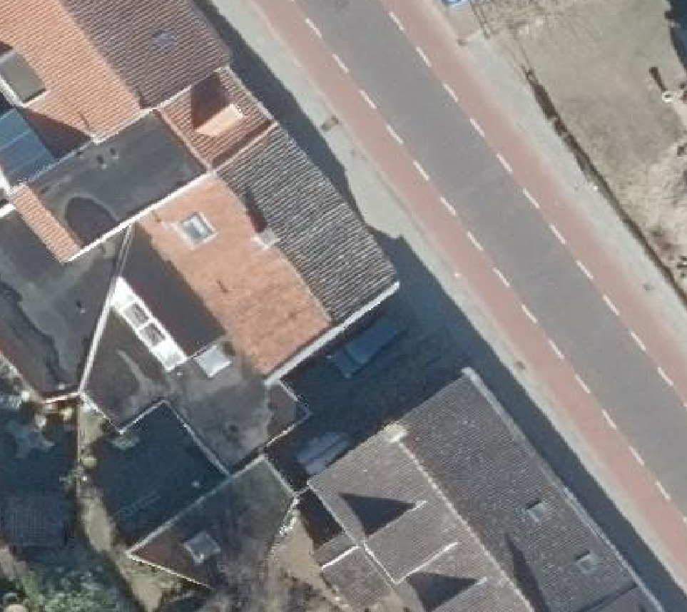 True ortho Luchtfoto op daksegment ingezoomd