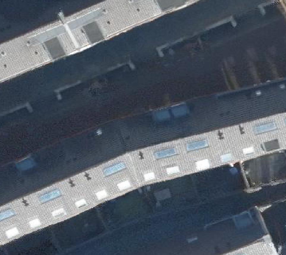 True ortho Luchtfoto op daksegment ingezoomd