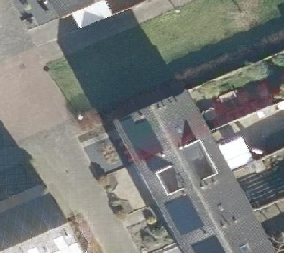True ortho Luchtfoto op daksegment ingezoomd