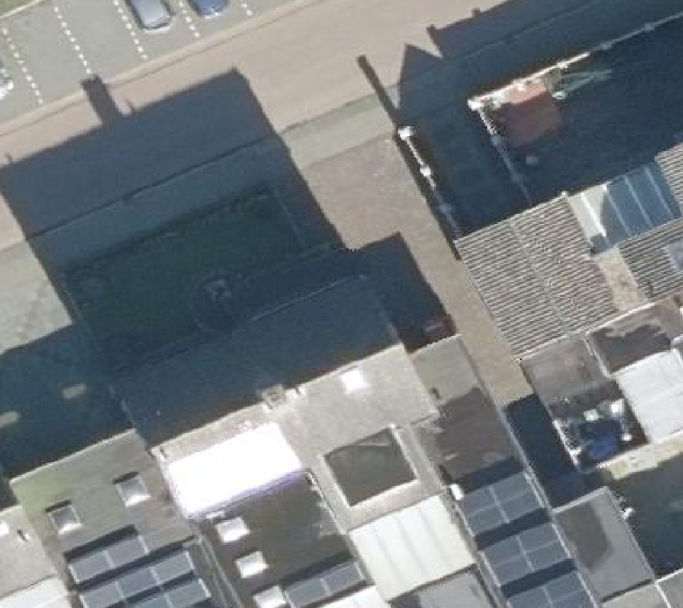 True ortho Luchtfoto op daksegment ingezoomd