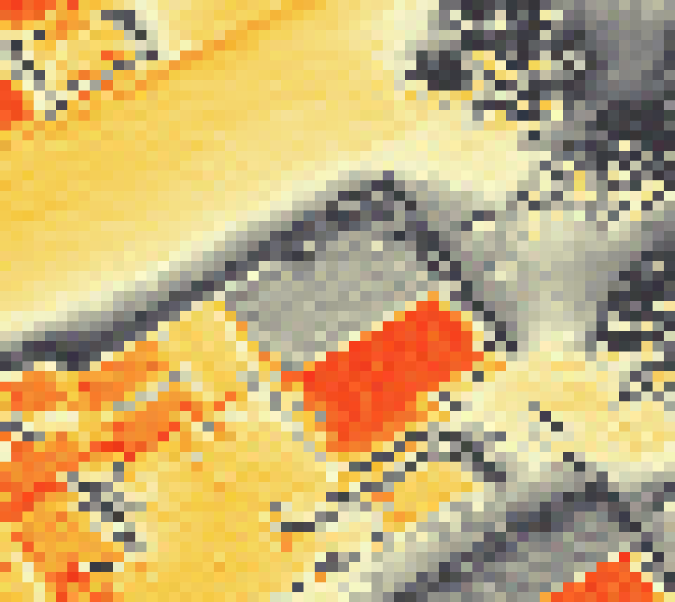 PV-irradiatie op daksegment ingezoomd met intensiteitsverdeling van zonlicht