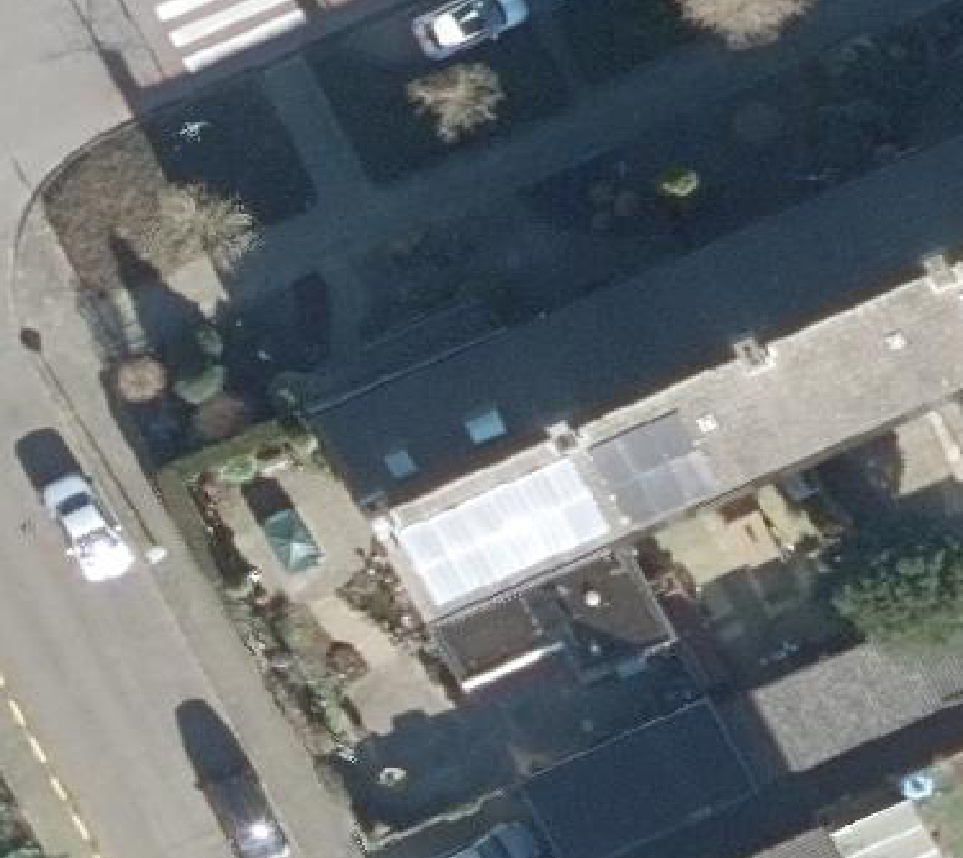 True ortho Luchtfoto op daksegment ingezoomd