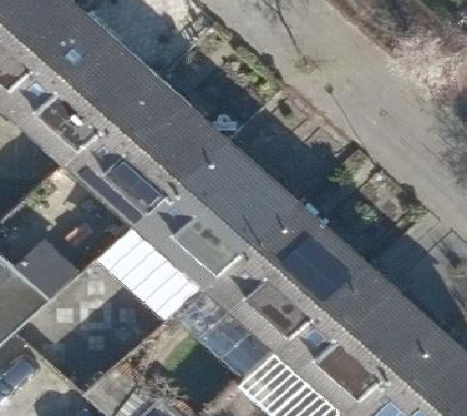 True ortho Luchtfoto op daksegment ingezoomd