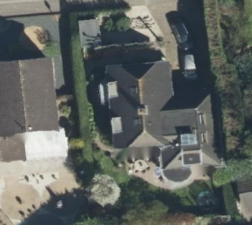 True ortho Luchtfoto op daksegment ingezoomd