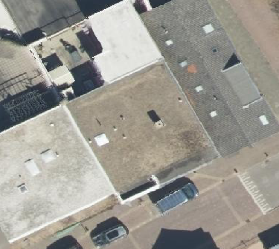 True ortho Luchtfoto op daksegment ingezoomd