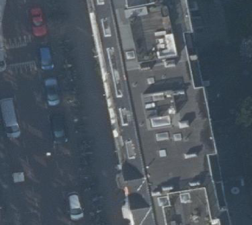 True ortho Luchtfoto op daksegment ingezoomd