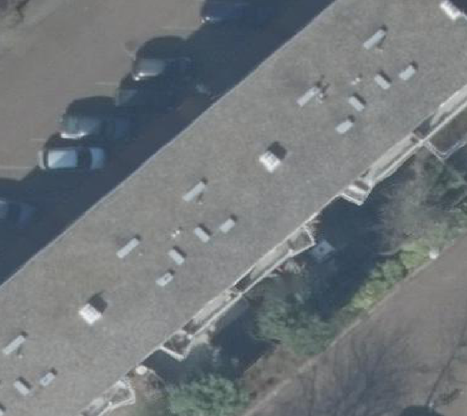 True ortho Luchtfoto op daksegment ingezoomd