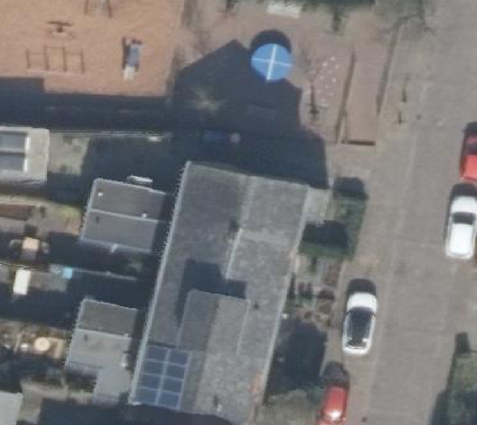 True ortho Luchtfoto op daksegment ingezoomd