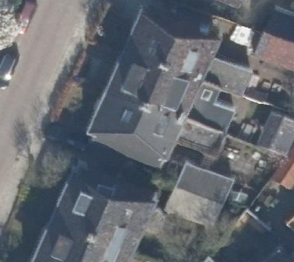 True ortho Luchtfoto op daksegment ingezoomd