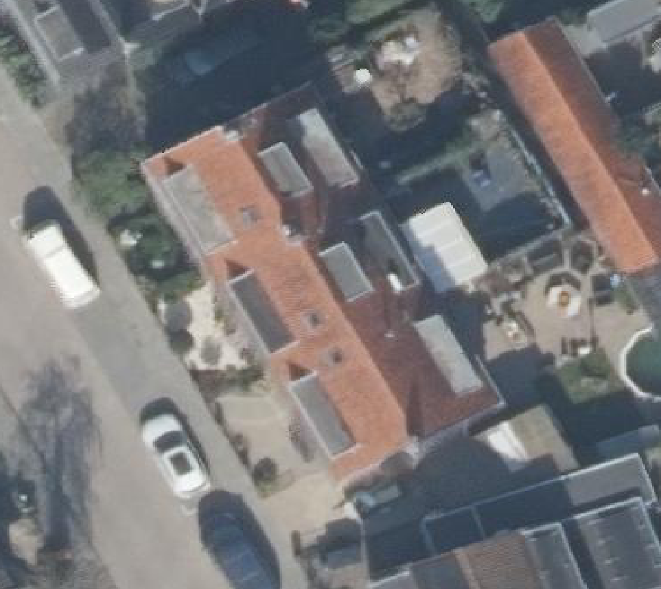 True ortho Luchtfoto op daksegment ingezoomd