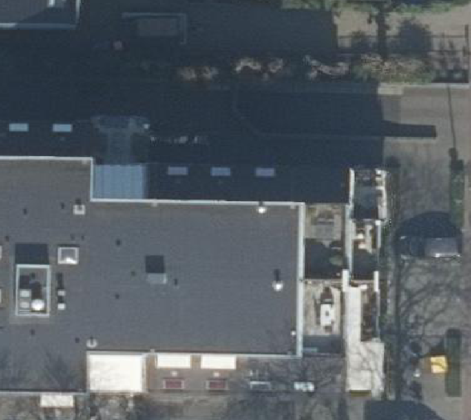 True ortho Luchtfoto op daksegment ingezoomd