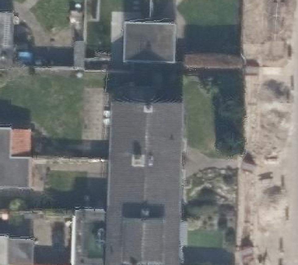 True ortho Luchtfoto op daksegment ingezoomd